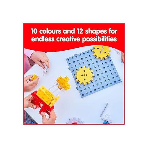  edxeducation My Gears Junior Set - 117 Pieces - 13 Activities - Gears Toys for Kids - Build Rotating, Moving Models - Building Toys for Kids Ages 4-8