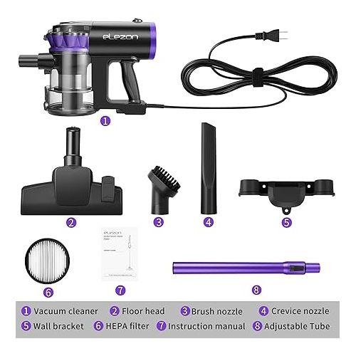  F800 Stick Vacuum with 23 ft Long Cord, 18KPa Powerful Multi Cyclone Bagless Vacuum, Lightweight Small Handheld Vacuum Cleaner for Home Hardwood and Tile Floor, Purple