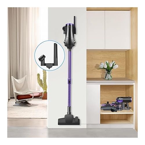  F800 Stick Vacuum with 23 ft Long Cord, 18KPa Powerful Multi Cyclone Bagless Vacuum, Lightweight Small Handheld Vacuum Cleaner for Home Hardwood and Tile Floor, Purple