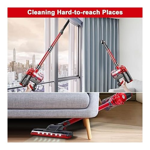  A200 Cordless Vacuum Cleaner Rechargeable, Powerful Multi Cyclone Bagless Vacuum with HEPA Filter, Lightweight Portable Stick Handheld Vacuum Cleaner for Home Hardwood Floor Tile