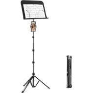 elitehood 72inch Heavy Duty Music Stand with Phone Holder, Foldable Music Stand for Sheet Music with Carrying Bag, Ultra-Stable Music Stand Suitable for Instrumental Performance & Band & Travel