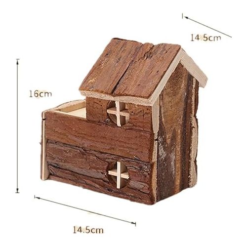  Natural Chewable Hamster Hideout Wooden Hut Play House, Small