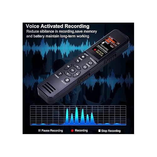  Digital Voice Recorder,1536kbps Quality,8GB Memory + 32GB TF Card Support, Password Protection,Voice Activated,Date/Time Stamp,25 Languages.Ideal Gift for Teachers, Students. Long-Time Recording