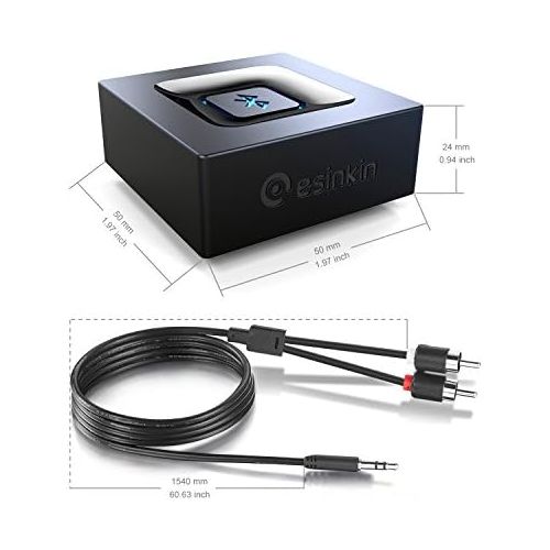  [아마존 핫딜]  [아마존핫딜]Esinkin Bluetooth Audio Adapter fuers Musik-Streaming-Sound System, Drahtloser Audio Adapter Arbeitet mit Smartphones und Tablets, Bluetooth-Empfanger fuer Lautsprecher－Schwarz