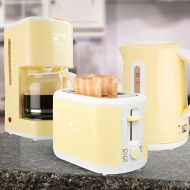 etc-shop 3er Fruehstuecks Set Filter Kaffee Maschine Automat Wasserkocher kabellos 2-Scheiben Toaster Vanille
