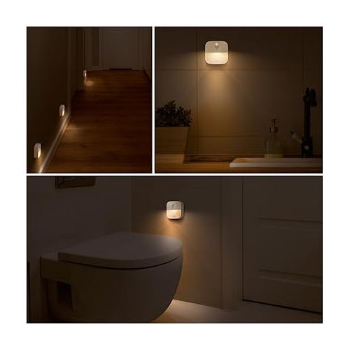  eufy by Anker, Stick-On Night Light, Warm White LED, Motion Sensor, Bedroom, Bathroom, Kitchen, Hallway, Stairs, Energy Efficient, Compact, 3-Pack