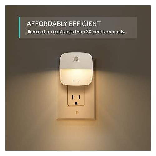  eufy by Anker, Plug-in Night Light, Warm White LED, Dusk-to-Dawn Sensor, Bedroom, Bathroom, Kitchen, Hallway, Stairs, Energy Efficient, Compact, Light 6-Pack