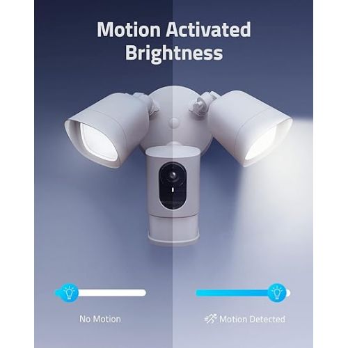  eufy Security Floodlight Cam E221, 2K, Built-in AI, 2-Way Audio, No Monthly Fees, 2,500-Lumen Brightness, Weatherproof, HomeBase 3 Compatible, Hardwired, Motion Only Alert