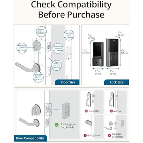  eufy Security Smart Lock C210, Keyless Entry Door Lock, Built-in WiFi Deadbolt, Smart Door Lock, No Bridge Required, Easy Installation, Touchscreen Keypad, App Remote Control, BHMA Certified