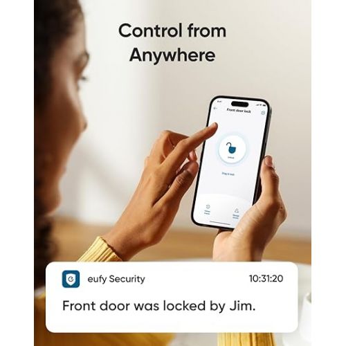  eufy Security Smart Lock C220, Fingerprint Keyless Entry Door Lock, Built-in Wi-Fi, App Remote Control, Front Door Smart Lock Deadbolt, 8Months Battery, Reliable Power, IP53 Waterproof, BHMA Grade 3