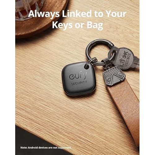  eufy Security by Anker SmartTrack Link (Black, 4-Pack), Android not Supported, Works with Apple Find My (iOS only), Key Finder, Bluetooth Tracker for Earbuds and Luggage, Phone Finder, Water Resistant