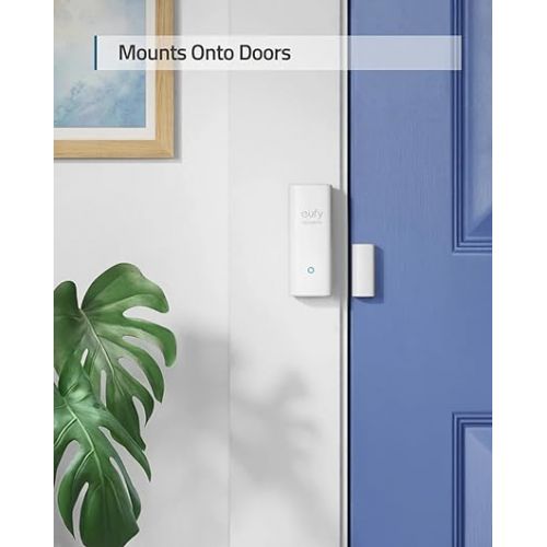  eufy Security Entry Sensor, Detects Opened and Closed Doors or Windows, Door Monitoring, Sends Alerts, Triggers Siren, 2-Year Battery Life, Indoor Use Only, Requires HomeBase, 24/7 Monitoring Optional