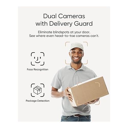  eufy Security Video Doorbell E340 (Battery Powered), Dual Cameras with Delivery Guard, 2K Full HD and Color Night Vision, HomeBase S380 Compatible, No Monthly Fee