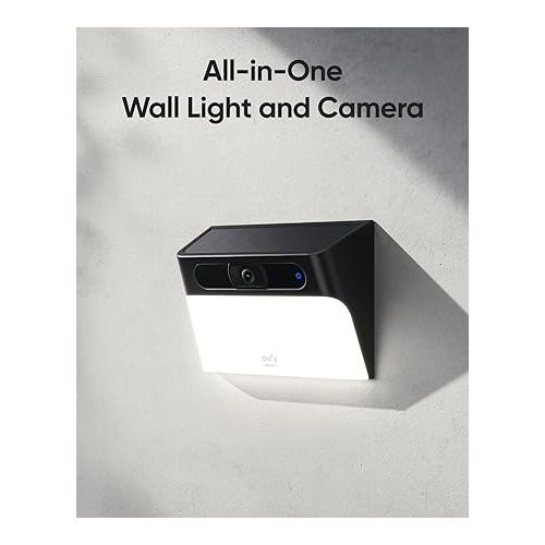  eufy Security Solar Wall Light Cam S120, Solar Security Cameras Wireless Outdoor, 2K Camera, Forever Power, Motion Activated Light, AI Detection, IP65 Waterproof, Spotlight, No Monthly Fee