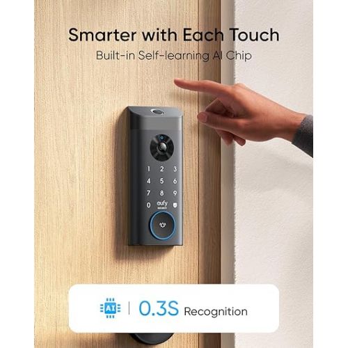  eufy Security Video Smart Lock E330, 3-in-1 Camera+Doorbell+Fingerprint Keyless Entry Door Lock, WiFi Door Lock,App Remote Control,2K HD,Doorbell Camera,No Monthly Fee