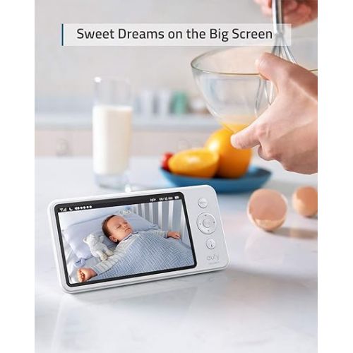  eufy Security Spaceview Video Baby Monitor E110 with Camera and Audio, Security Camera, 720p HD Resolution, Night Vision, 5