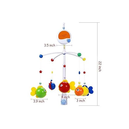  Fisca Baby Musical Crib Mobile, Infant Bed Decoration Toy Hanging Rotating Bell with Melodies Dual Purpose (Mobile & Bath Toy)