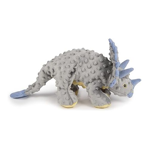  goDog Dinos Frills Squeaky Plush Dog Toy, Chew Guard Technology - Gray, Large