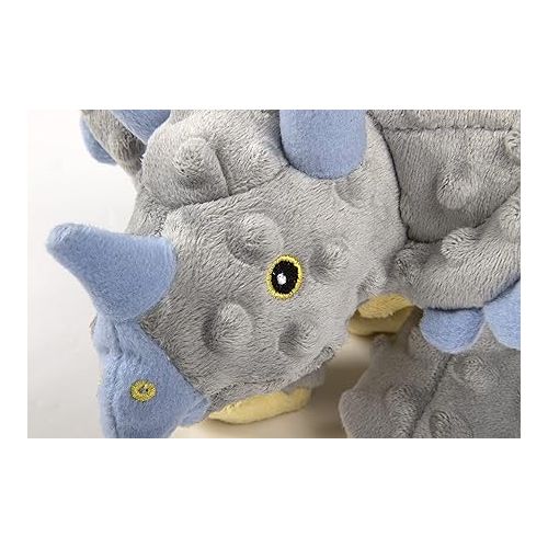  goDog Dinos Frills Squeaky Plush Dog Toy, Chew Guard Technology - Gray, Large