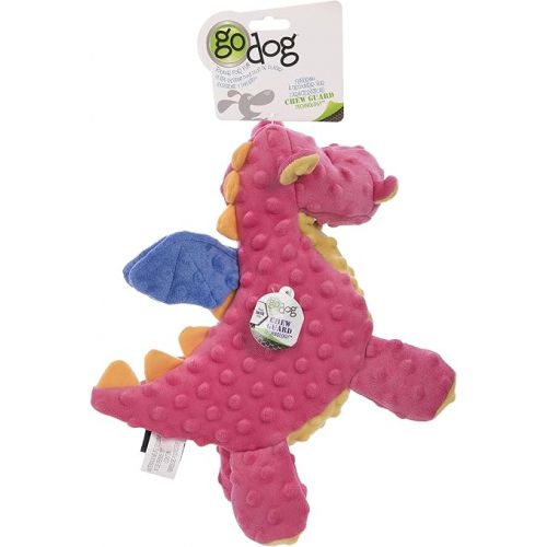  goDog Bubble Plush Dragons Squeaky Dog Toy, Chew Guard Technology - Coral, Large