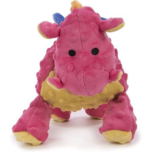  goDog Bubble Plush Dragons Squeaky Dog Toy, Chew Guard Technology - Coral, Large