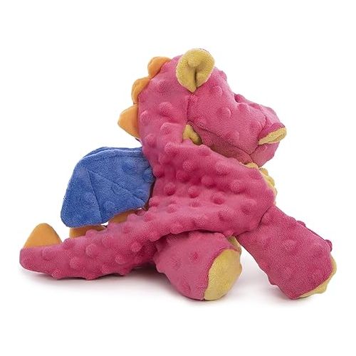  goDog Bubble Plush Dragons Squeaky Dog Toy, Chew Guard Technology - Coral, Large