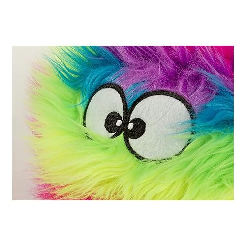  goDog Furballz Squeaky Plush Ball Dog Toy, Chew Guard Technology - Rainbow, Large