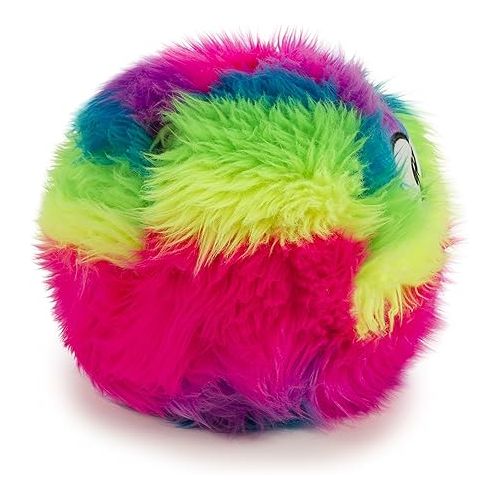  goDog Furballz Squeaky Plush Ball Dog Toy, Chew Guard Technology - Rainbow, Large