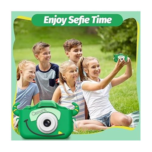  Goopow Kids Camera Toys for 3-8 Year Old Boys,Children Digital Video Camcorder Camera with Cartoon Soft Silicone Cover, Best Chritmas Birthday Festival Gift for Kids - 32G SD Card Included