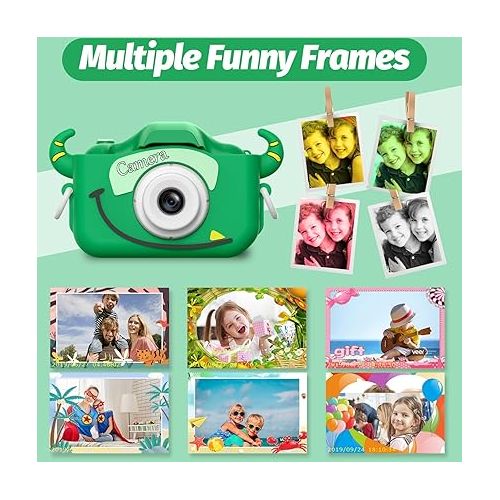  Goopow Kids Camera Toys for 3-8 Year Old Boys,Children Digital Video Camcorder Camera with Cartoon Soft Silicone Cover, Best Chritmas Birthday Festival Gift for Kids - 32G SD Card Included