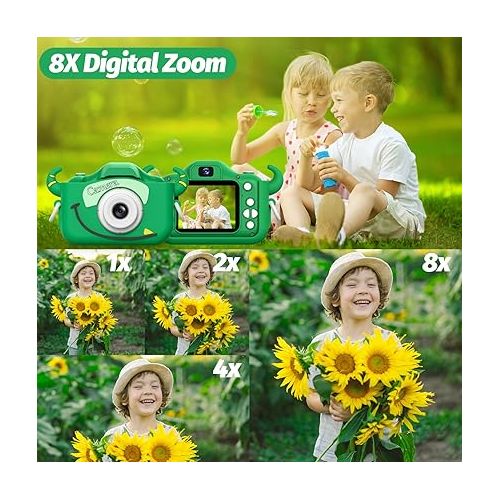  Goopow Kids Camera Toys for 3-8 Year Old Boys,Children Digital Video Camcorder Camera with Cartoon Soft Silicone Cover, Best Chritmas Birthday Festival Gift for Kids - 32G SD Card Included