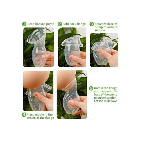  haakaa Manual Breast Pump for Breastfeeding, Silicone, Clear 4oz/100ml