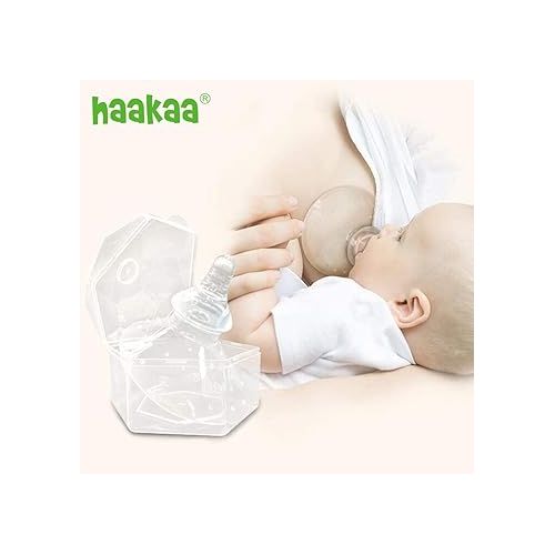  haakaa Nipple Shields for Nursing Newborn Silicone Nippleshield for Breastfeeding with Carry Case Combo, 2pc
