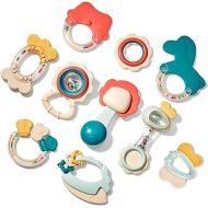 hahaland Baby Toys 0-6 Months - Baby Teething Toys for Babies 0-6 Months - Infant Baby Toys 6-12 Months - Rattles Teethers for Babies 0-3-6-12 Months - Baby Boy Girl Shower Gifts