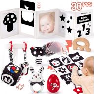 Newborn Baby Toys 0-6 Months - 30 PCS Baby Sensory Activities Toys Black and White High Contrast Montessori Toys for Infants Babies 0 3 6 Months Early Learning Brain Development Tummy Time Toys