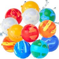 Reusable Water Balloons for Kids-12 PCS Refillable Water Ball Quick Fill Splash Balls for Summer Beach Toys Outdoor Activities Pool Toy for Boys Girls Age 3 4 5 6 7 8+ for Party Yard Water Fight Game