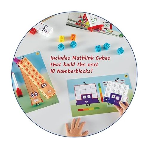  hand2mind Numberblocks MathLink Cubes 11-20 Activity Set, 30 Numberblocks Activities Linked to TV Episodes, 155 NumberBlocks MathLink Cubes, Numberblocks Toys, Math Cubes, Homeschool Supplies