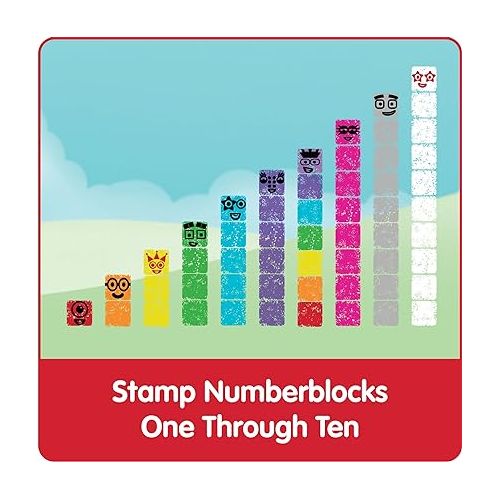  hand2mind Numberblocks Stampoline Park Stamp Activity Set, 20 Kids Stamps, 12 Washable Ink Pads, Number Toys, Toddler Arts and Crafts, Math Teaching, Preschool Learning Activities