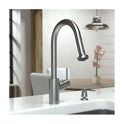  hansgrohe Talis S² Stainless Steel High Arc Kitchen Faucet, Kitchen Faucets with Pull Down Sprayer, Faucet for Kitchen Sink, Magnetic Docking Spray Head, Stainless Steel Optic 14877801