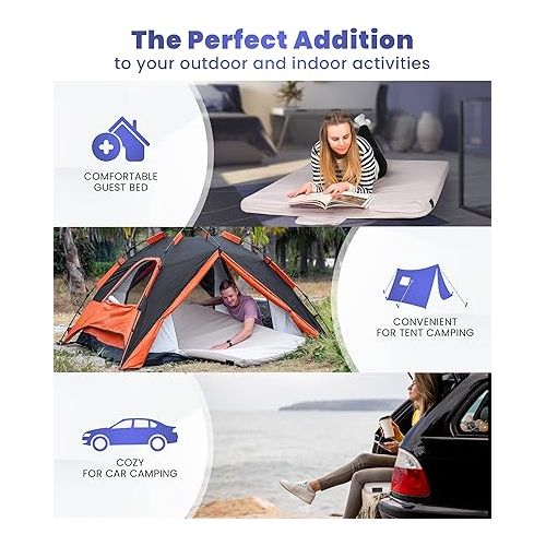  Matrix Comfort-Cell Memory Foam Camping Mattress Pad, CertiPUR-US Roll Up Mattress, Cot Mattress Pad, Guest Bed Roll for Sleepover, Floor Sleeping Mat Pad for Car Camping, Travel Sleep Mat