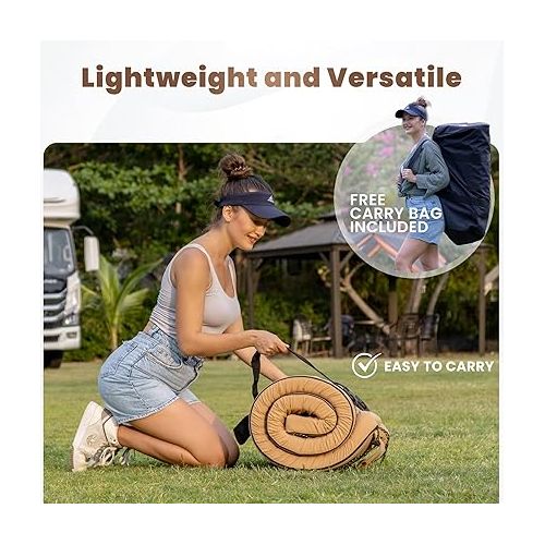  Cot Mattress Pad for Camping - Roll Up Mattress for Camp - Waterproof Roll Away Bed for Sleepover, Sleeping Mat, Cot Mattress Pad, Heavy Duty Travel Cot Pad Bed Roll