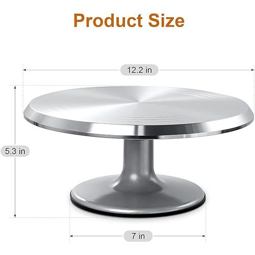  12'' Cake Stand, Cake Spinner Cake Decorating Supplies, Round Decorating Turntable Revolving Aluminum Table Holder Baking Display Tray Plate Tools Accessories for Birthday Wedding Party