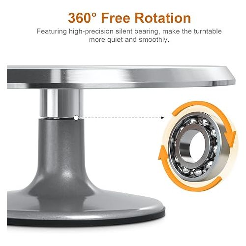  12'' Cake Stand, Cake Spinner Cake Decorating Supplies, Round Decorating Turntable Revolving Aluminum Table Holder Baking Display Tray Plate Tools Accessories for Birthday Wedding Party