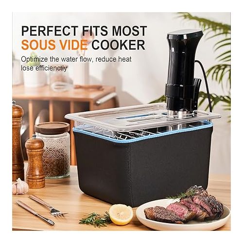  HOMENOTE Container 12 Quart with Lid & Rack and Sleeve - BPA Free Complete Sous Vide Accessories Kit with Cookbook For Anova and Most Sous Vide Cookers