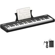 61 Key Keyboard Piano, Protable Electric Semi-Weighted Piano Keyboard for Beginner/Professional, Kids Keyboard Piano with Power Supply, Pedal,Built In Speakers(Without Stand)