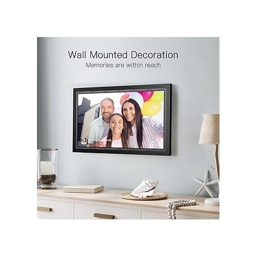  Digital Picture Frame 15.6 Inch Large Digital Photo Frame with 1920 * 1080 IPS Full HD Touchscreen, Humblestead 32GB WiFi Smart Frame Share Photos and Videos via AiMOR App, Wall Mountable