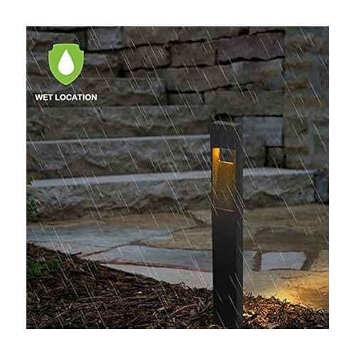  hykolity Low Voltage Landscape Pathway Light, 2W 48LM Matte Black Integrated LED Outdoor Walkway Light for Yard Lawn, Die-Cast Aluminum Construction, 4-Pack, ETL Listed, 15-Year Lifespan