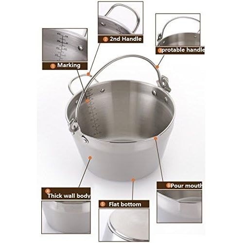  Jam Making Maslin Pan Stainless Steel Preserve Pot & Handle Bucket,Camping Pan (4.5L-4.5QT)