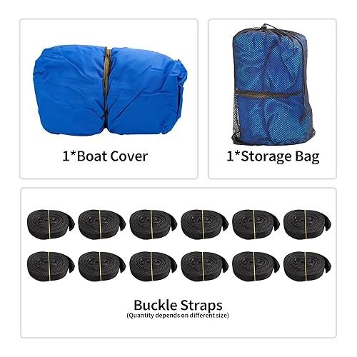  iCOVER Trailerable Boat Cover- 17'-19' Waterproof Heavy Duty Boat Cover, Fits V-Hull,Fish&Ski,Pro-Style,Fishing Boat,Runabout,Bass Boat, up to 17ft-19ft Long X 96