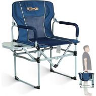 iClimb Heavy Duty Compact Camping Folding Mesh Chair with Side Table and Handle